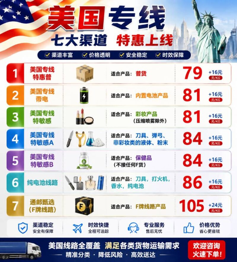 美国专线价格表